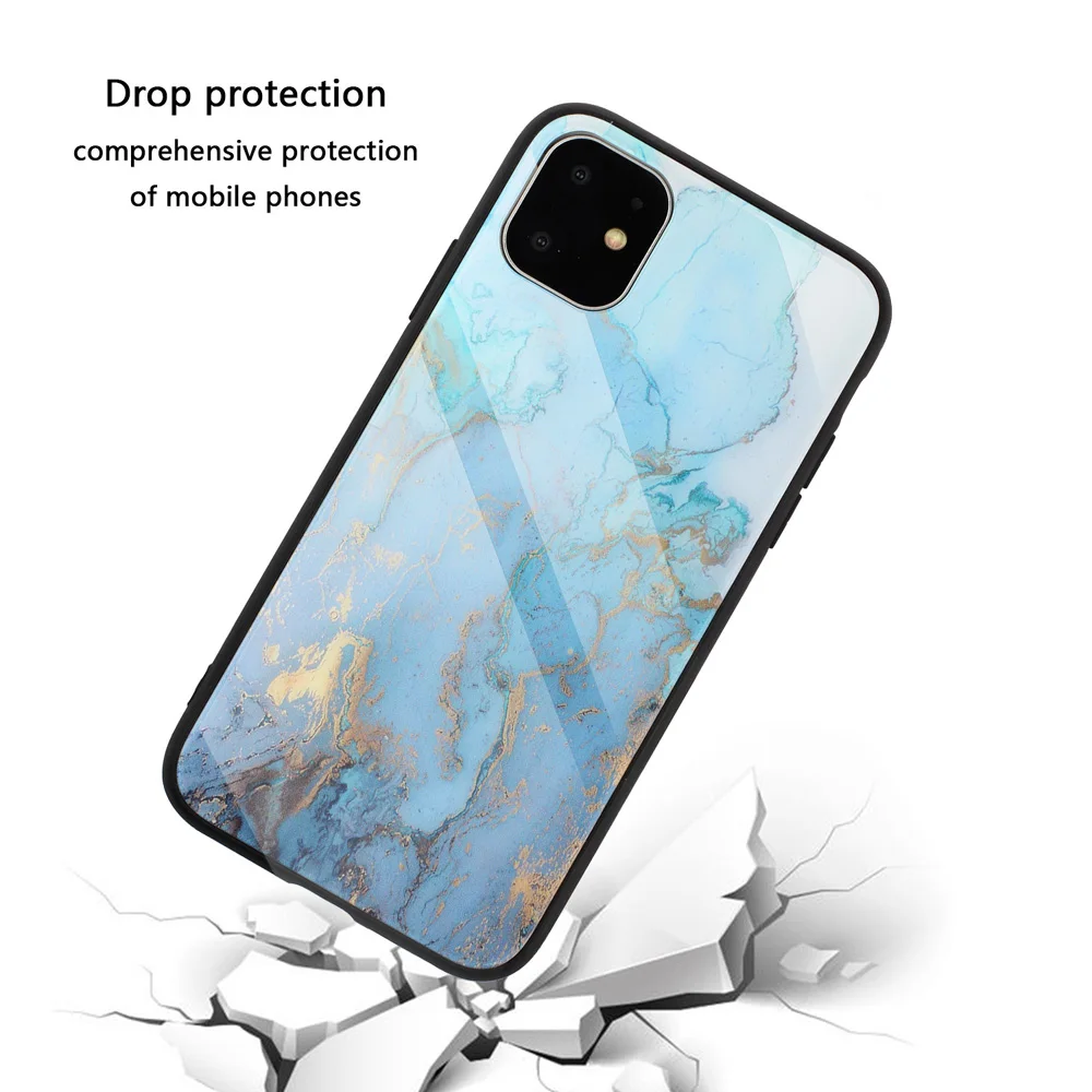 Роскошный чехол из закаленного стекла для телефона iPhone 11 Pro Max X XR XS 7 8 Plus 6 6S