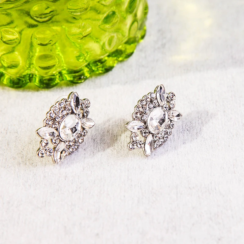 Серьги с кристаллами, винтажные серебряные индийские ювелирные изделия, серьги-гвоздики с кристаллами для женщин, модные ювелирные изделия