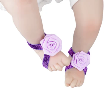 

New Baby Girls Barefoots Sandals Elastic Force Big Bow Foot Flower Feet Accessories
