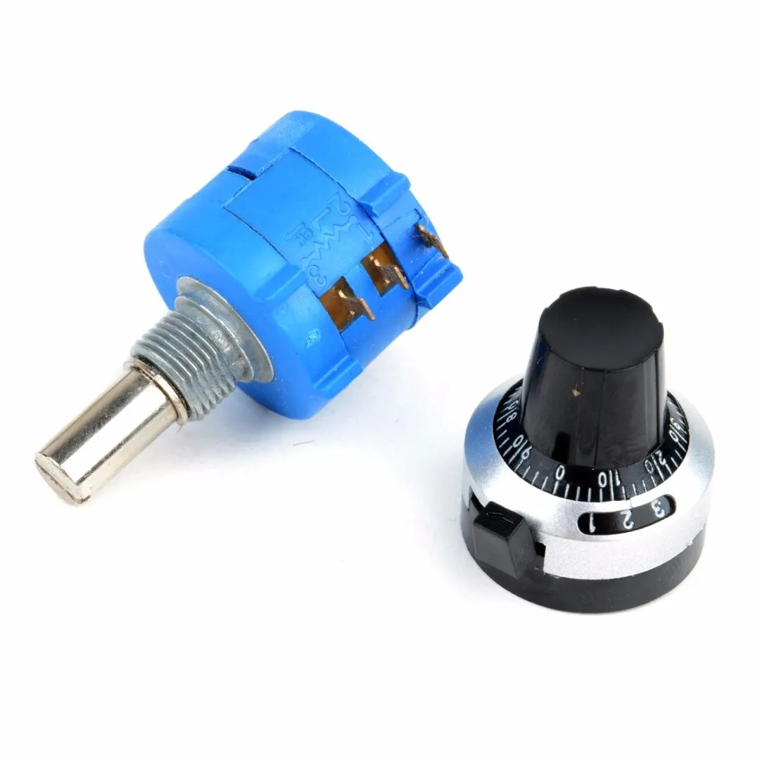 1Pcs Adjustable 10K Ohm 10 Turn Potentiometer + 2pcs Washeres + Nut + Wrench with Counting Dial Rotary Knob New