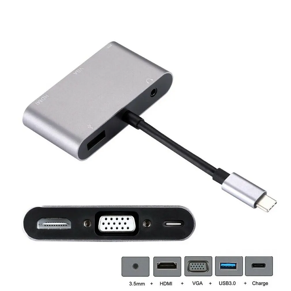Портативный размер HDMI VGA USB3.0 OTG Женский зарядное устройство аудио-USB-C USB 3,1 type C OTG адаптер конвертер