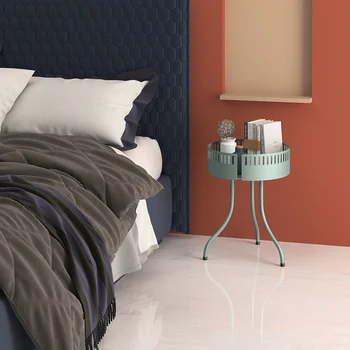 

Iron Plate ins living room side cabinet mobile small coffee table Nordic light luxury sofa mobile multi-function shelf thick and