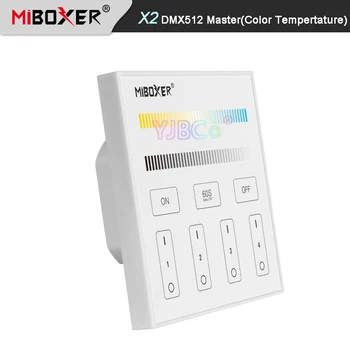 

Miboxer X2 DMX512 Master Color Tempertature Touch Panel AC100~240V 4-Zone DMX512 + 2.4G Wireless Tempered Glass Wall Switch