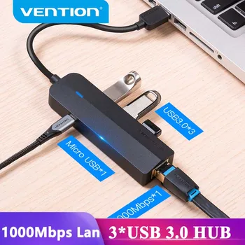 Vention USB Ethernet Adapter USB 3.0 2.0 to RJ45 Gigabit Ethernet with Micro USB Charger Port for Network Hard Disk Ethernet HUB 1