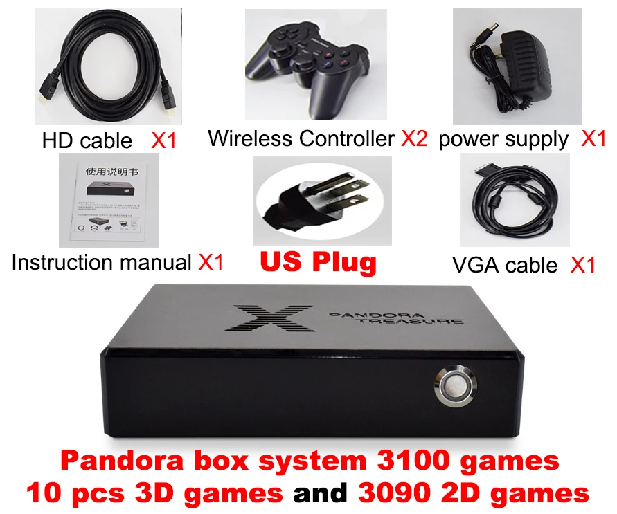 HEYNOW Pandora Box мини аркадная игровая консоль HDMI выход 3100 игры лунный свет Коробка С Сокровищами Ретро аркадная игра плеер 3D игра - Цвет: US 3100  Wireless