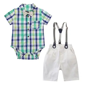 

Cute Baby Boy Clothes Summer New Toddler Kids Baby Boys Outfit Clothes Romper+Shorts+Bow Tie Gentleman Party Suit