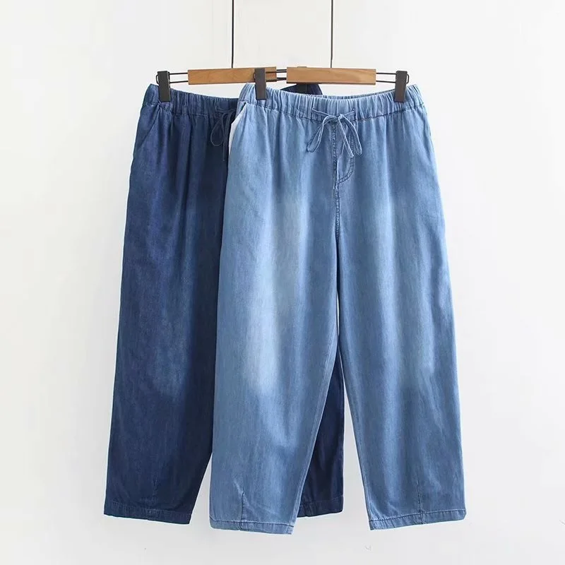 Oversized-Women-Denim-Pants-New-Summer-Loose-Thin-Jeans-Elastic-Waist ...