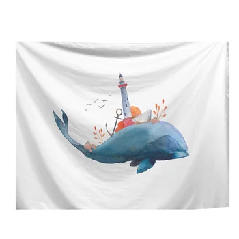

1PC Household Hanging Tapestry Simple Style Wall Hanging Cloth Cartoon Printing Wall Backdrop Stylish Mural Beach Towel for Home