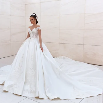 

Luxury Princess Wedding Dress Cathedral Train, Bridal Gown Dresses For Bride, Custom Made To Order Dress For Wedding