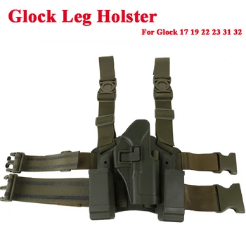 

Military Glock Gun Drop Leg Holster Tactical Glock Left / Right Hand Gun Holster For Glock 17 19 22 23 31 32 Pistol Case