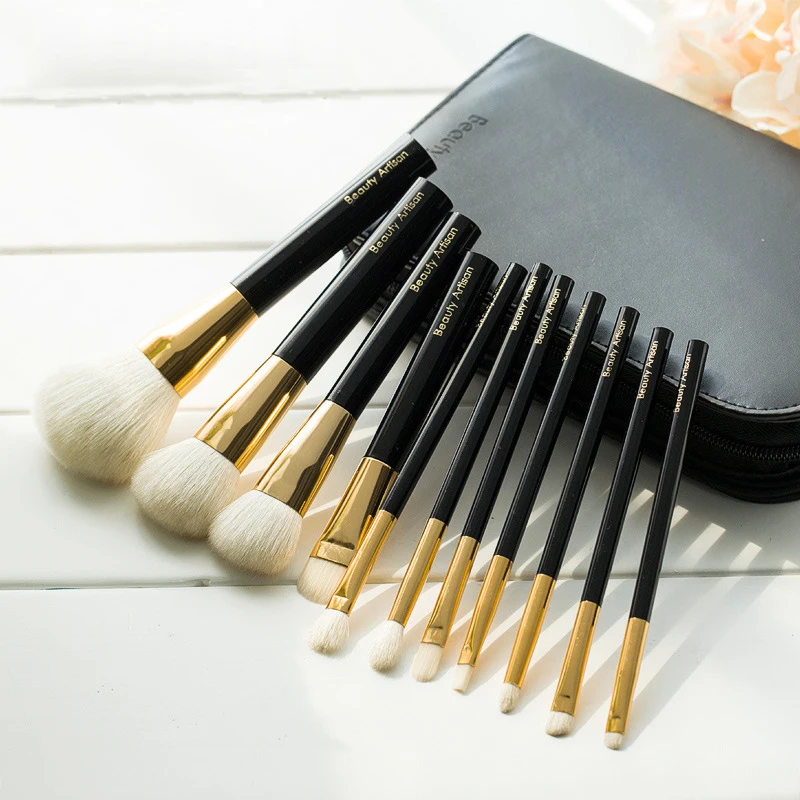 

Mrofessional Makeup Brush Set 11Pieces/Set Natural Animal Hair Wool Makeup Beginner Set Brush