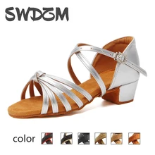 Girls latin Dance Shoes Kids child girl's latin modern dance shoes soft Girls woman Dancing Shoes Salsa tango Sandal 3.5CM Heel
