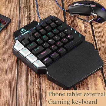 

38 Keys Mechanical Gaming Keyboard for Mobile Gamer One-Handed Green Axis Keyboard Keypad Colorful LED for Mobile Gamer