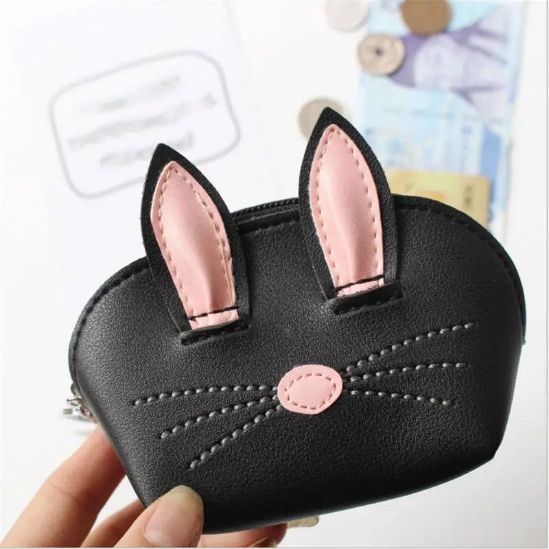 Black Милые кошельки для монет, женские кошельки, Дамский кошелек для мелочи из искусственной кожи, кавайный мультяшный детский маленький держатель для карт, ключей, денег, мини-сумки - Цвет: Black