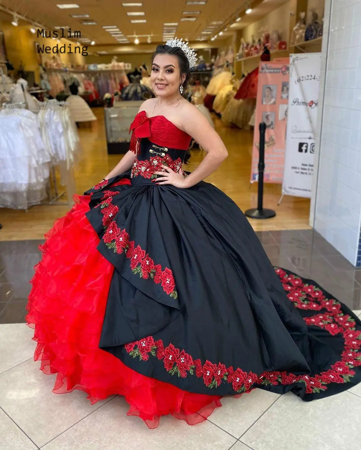 Black and red Quinceanera dresses