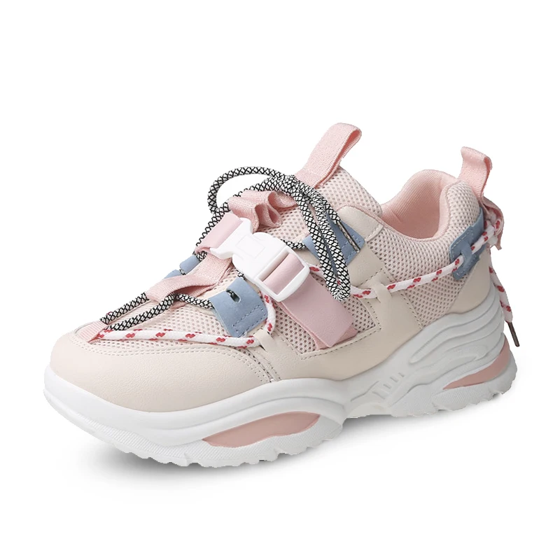 

Female Chunky Platform Sneakers Mesh Lace-Up Casual Vulcanize Shoes Luxury Designer Old Dad Sneakers Women Shoes Zapatos Mujer