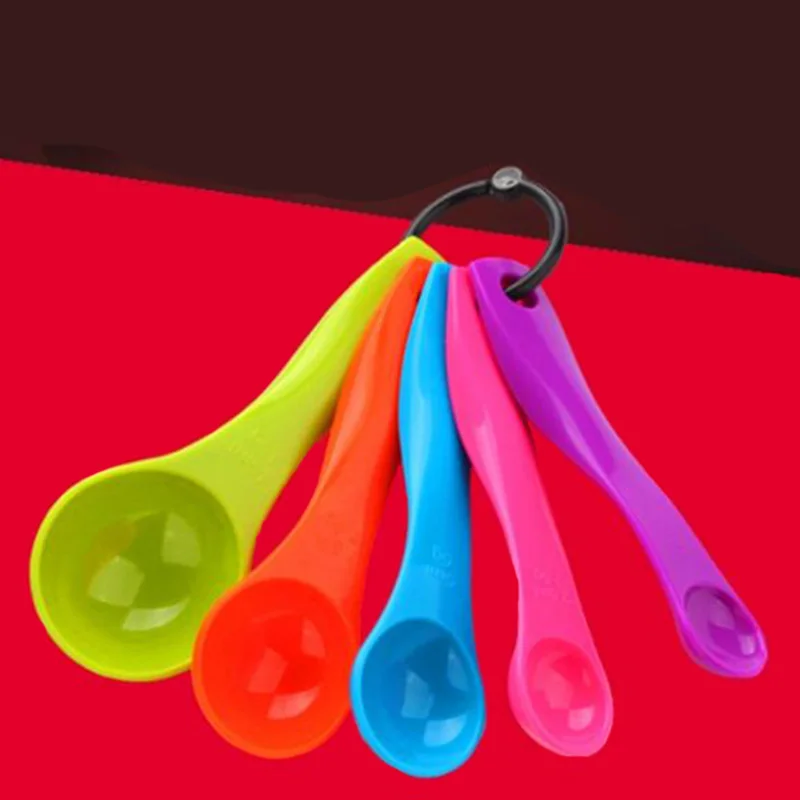 5 Pcs/set Measuring Spoons Colorful Plastic(1 / 2.5 / 5 / 7.5/ 15ml) Measure Spoon Super Useful Sugar Cake Baking Spoon