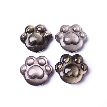 

1 cute bear paw crystal pendant, lucky obsidian crystal chakra jewelry, handmade DIY necklace jewelry pendant for men