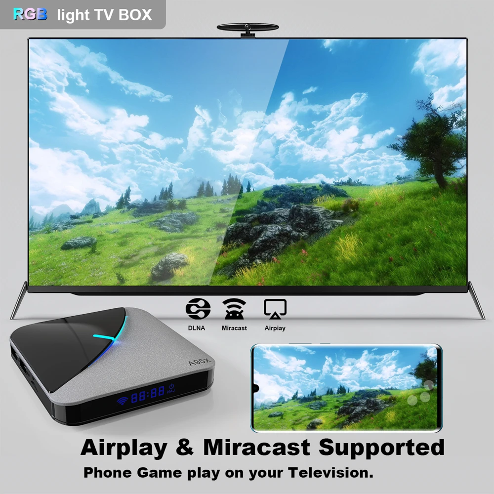 A95X F3 Air Android 9,0 ТВ приставка RGB светильник приставка Amlogic S905X3 8K двойной Wifi Смарт ТВ приставка BT4.2 Netflix Youtube медиаплеер
