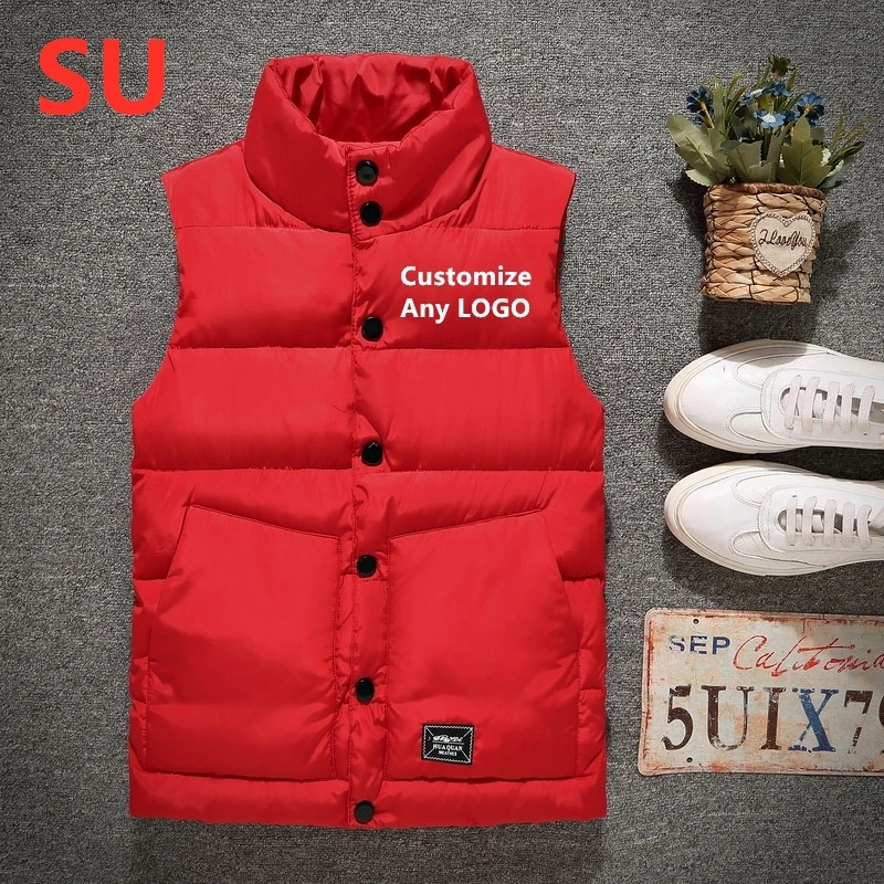 SU бренд для мужчин без рукавов утепленная куртка для отдыха зима сплошной цвет вниз жилет Теплый Дикий удобный Классический Аниме Ретро Топы