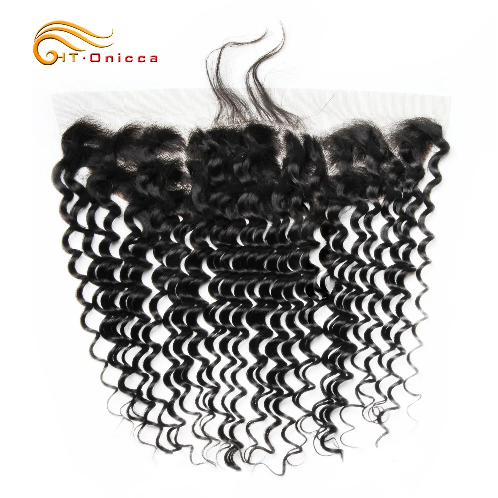

Brazilian Deep Wave 13*4 Lace Frontal Closure With Baby Hair 100% Human Hair Remy 13x4 Lace Closure Middle/Three/Free Part