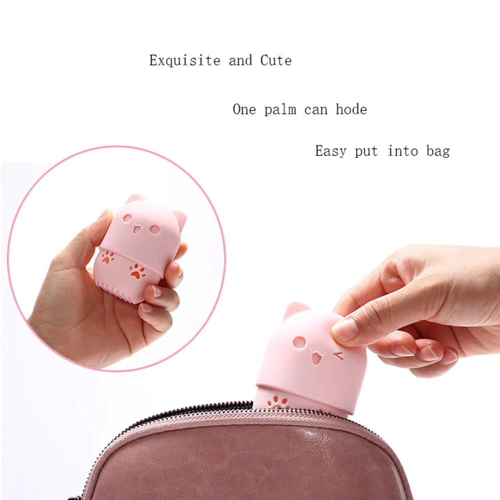 New Kitten Beauty Powder Puff Holder Sponge Makeup Egg Drying Case Portable Soft Silicone Cosmetic Sponge Box Holder