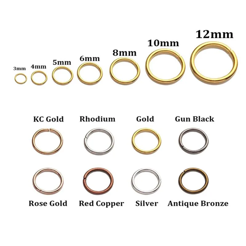 Lote de anillos abiertos de 4, 6, 8 y 10mm de bucle dorado y plateado para hacer joyas, collares y pulseras, suministros de conector, 200 unidades