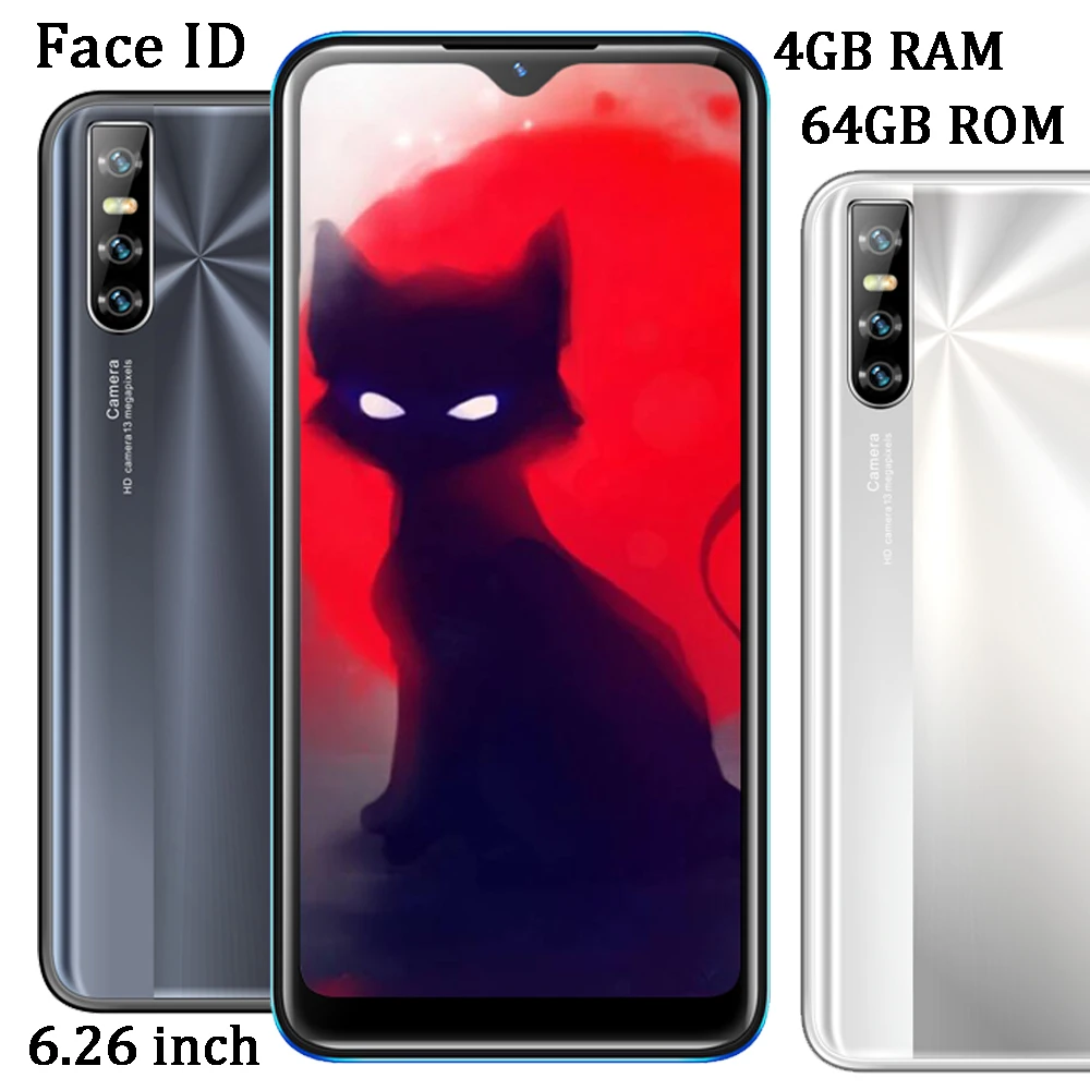 6,26 zoll Wasser Tropfen Screen 10i 4G RAM 64G ROM Gesicht Id Quad Core 13MP HD Kamera Entsperrt android Smartphones Globale Handys
