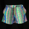 Summer Shorts Men 2025 Jogger Reflective Safety Trouser Snakeskin Print Drawstring Elastic Waist Cycling Gym Shorts With Pockets 2
