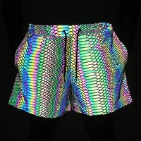 Summer Shorts Men 2025 Jogger Reflective Safety Trouser Snakeskin Print Drawstring Elastic Waist Cycling Gym Shorts With Pockets 2