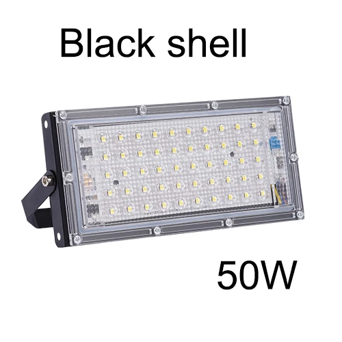 Black shell 50w LUCKYLED Светодиодный прожектор светильник 50 Вт Водонепроницаемый IP65 Светодиодный отражатель AC 220v 240v Открытый Светодиодный светильник сада Наводнение светильник Светодиодный точечный светильник - Испускаемый цвет: Black shell 50w