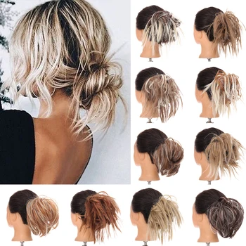 

Women Synthetic Messy Bun Tousled Hairpiece Elastic Hair Synthetic Hairpiece Mixed Color Curly Scrunchie Hair