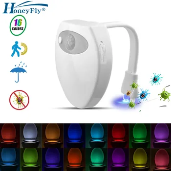 

HoneyFly Motion Sensor UV Disinfection Toilet Lamp USB Rechargeable 16 Colors Germicidal UVC IP65 LED Closestool Night Light