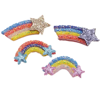 

8pcs/lot glitter rainbow and star Appliques for Craft Clothes Sewing Supplies DIY Hair Clip Accessories