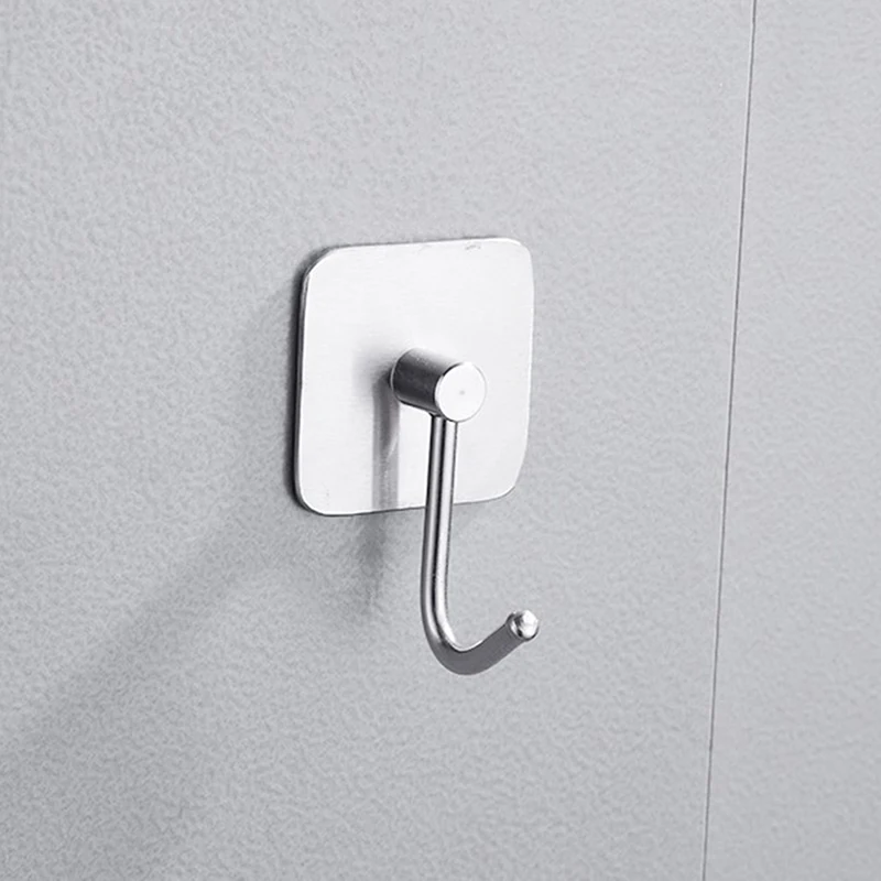 Sticker Adhesive Stainless Steel Hooks Wall Door Clothes Coat Hat Hanger Kitchen Bathroom Rustproof Towel Hooks