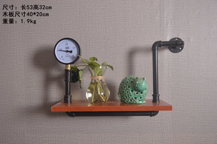 

Industry Pipe Racks Wrought Iron Wall Pipe Retro Backdrop Wood Industry Water Separator Wall Shelves