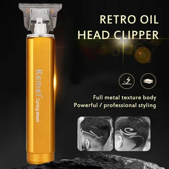 

Professional Hair Clipper Electric Cordless Hair Grooming Home Haircut Kemei charging Retro engraving electric clipper new 424