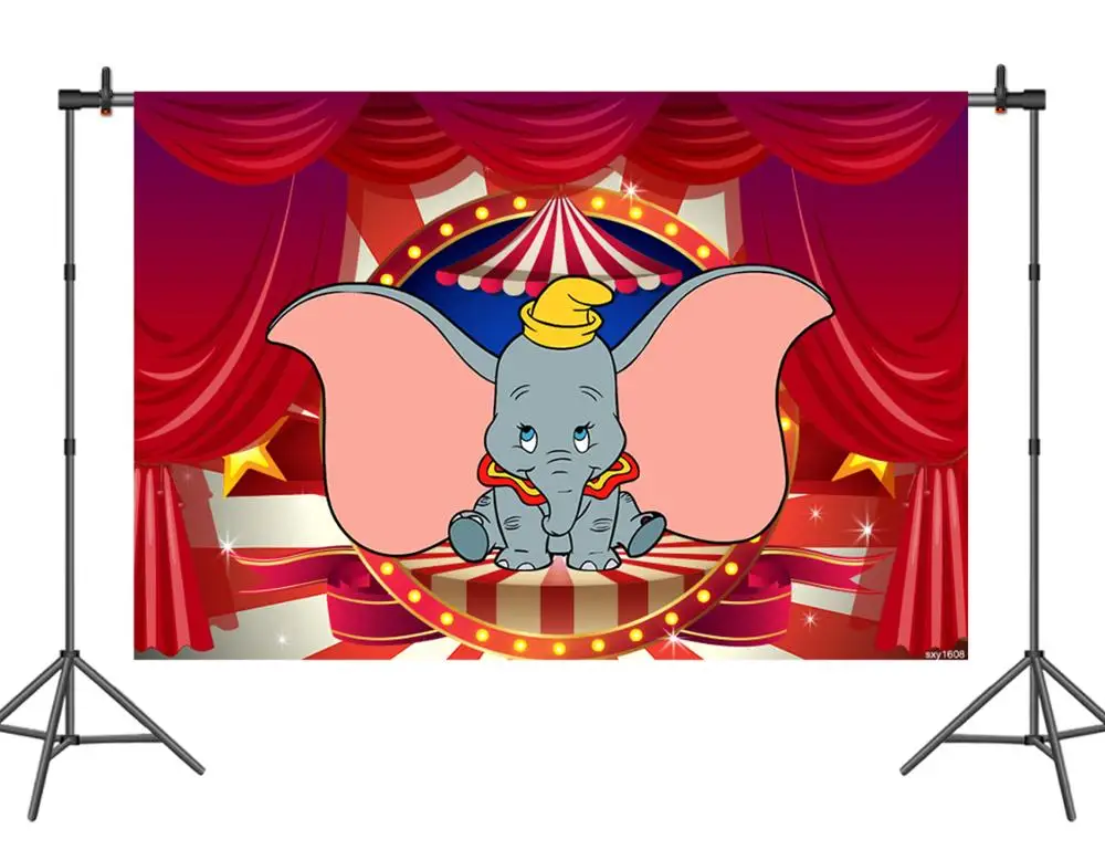 

Sensfun Red Curtain Dumbo Party Photography Backdrop Circus Carnival Children Birthday Photo Studio Background Vinyl Polyester
