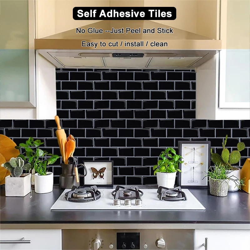 12 Sheets Peel And Stick Kitchen Backsplash Tiles - 12x6 Inch Self-Adhesive PVC Wall Panels, Waterproof, 3D Texture - View #4