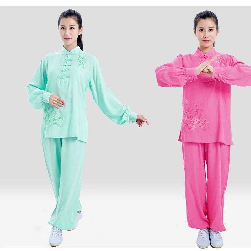 Uniforme Di Lino Per Adulti Kung Fu Abbigliamento Tradizionale Cinese Donna Wushu Top Pantaloni Abito Uomo Tai Chi Folk Outfit Abiti Costume