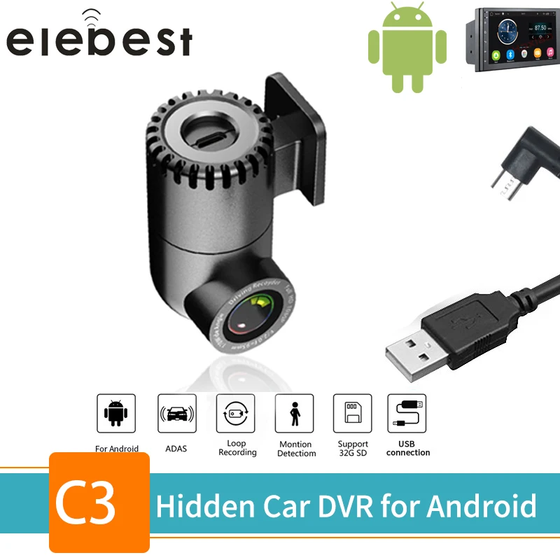 Мини камера Elebest Voiture ADAS Автомобильный видеорегистратор LDWS цифровой для Android