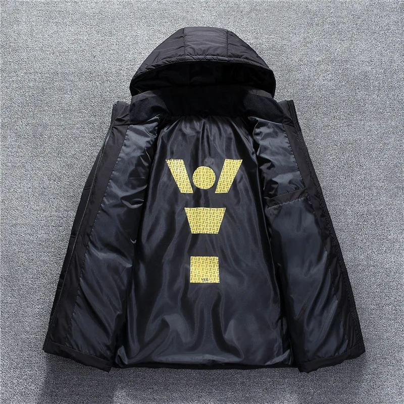 lower price  New Winter Jacket Men High Quality Fashion Casual Coat Hood Thick Warm Waterproof Down Jacket Male 