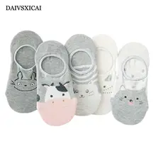 5 пара/лот = 10 шт. летние силиконовые Нескользящие женские носки с героями мультфильмов хлопковые милые дышащие незаметные женские носки