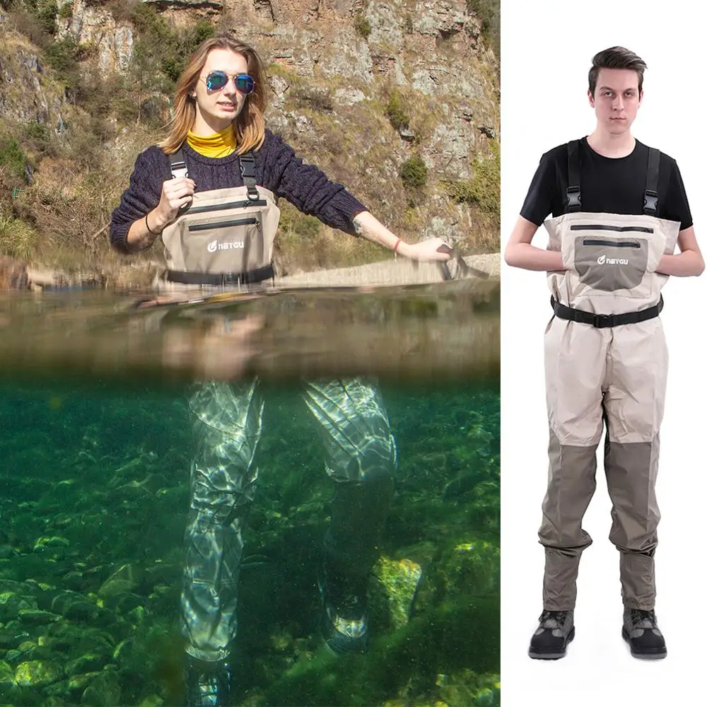 Waterproof Chest Fishing Waders , Breathable Rafting Waders with Stocking  Foot , Hunting Pants for Men,for muddy hiking