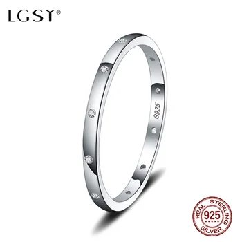 

LGSY Crystal Jewelry 925 Sterling Silver Rings Fine Jewelry Round Rings100% Genuine Female Finger Ring Wholesale Jewelry DR1001