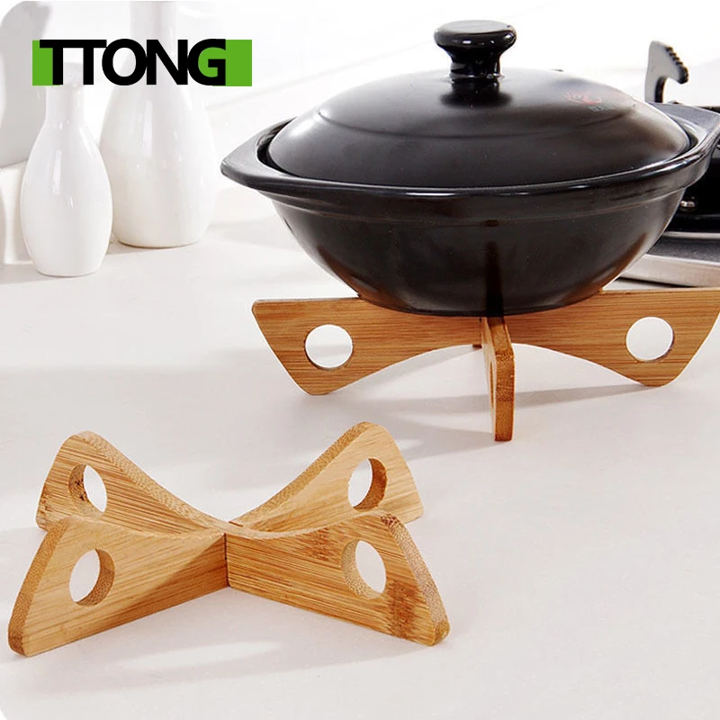 1 Pc Bamboo Cross Pot Bottom Stand Trivet Pot Rack Heat Insulation Anti Scald Cup Dish Holder Draining Rack