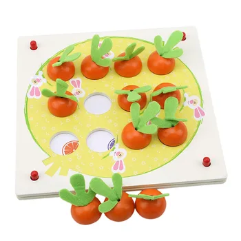 

Wooden Puzzle Cute Jigsaw Board Early Education Pulling Radish Game Memory Board Puzzle Toys For Children Kids