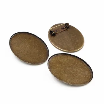 

New Fashion 5pcs 30x40mm Inner Size Bronze plated Copper material brooch Simple Style Cabochon Base Setting Charms (B1-02)