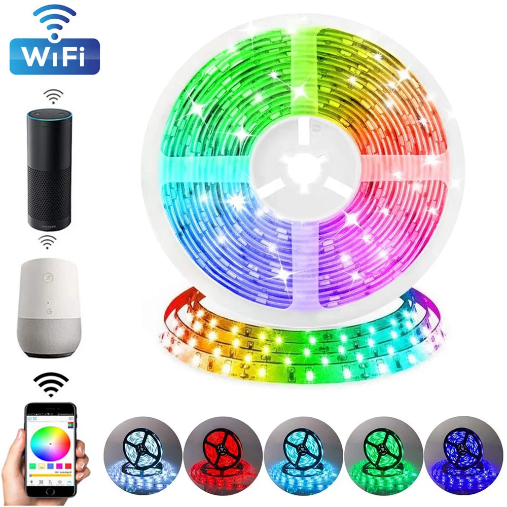 

RGBWW RGBW RGB Led Strip Lights WiFi DC 12V 5050 Waterproof 5M Diode Tape Tiras Fita Led Colores Remote Control Adapter For Room