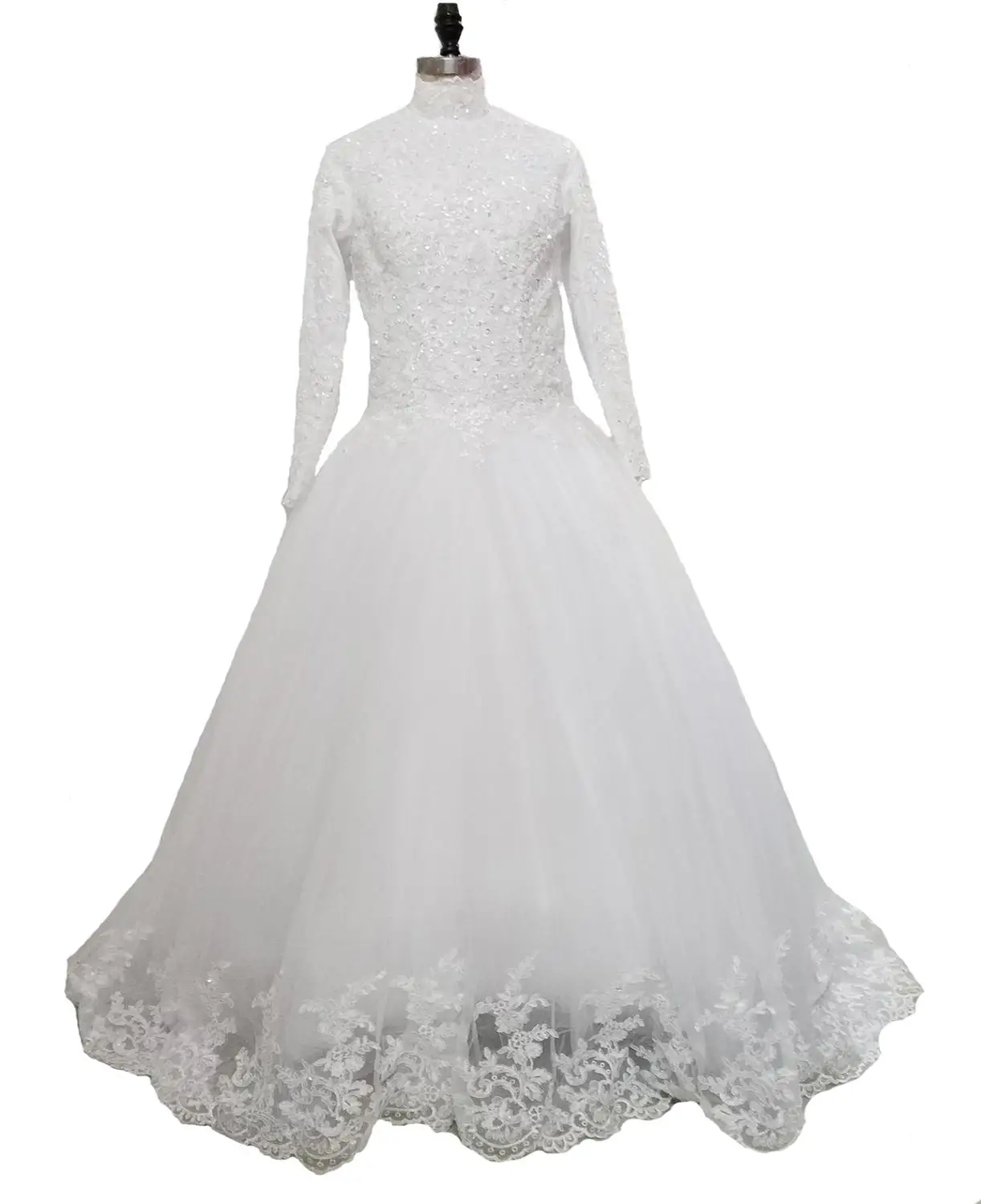 

YNQNFS MH12 white new Muslim clothes bride dress long clothes big tail XL custom